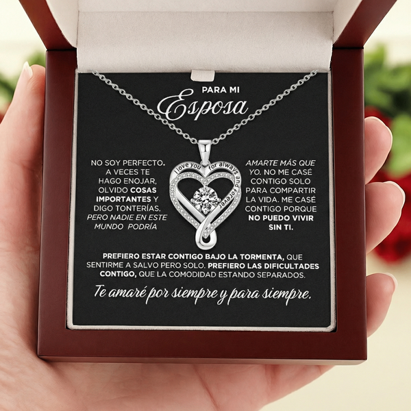 Collar de corazón Forever & Always en caja LED
