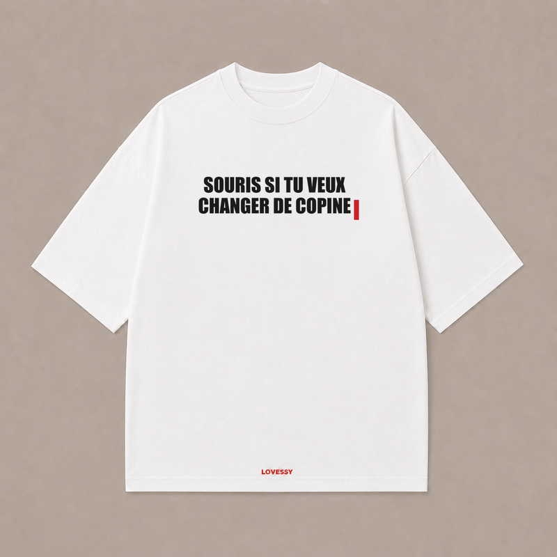 T-shirt blanc LOVESSY — SOURIS SI TU VEUX CHANGER DE COPINE