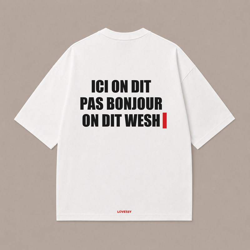 ICI ON DIT PAS BONJOUR ON DIT WESH — Blanc