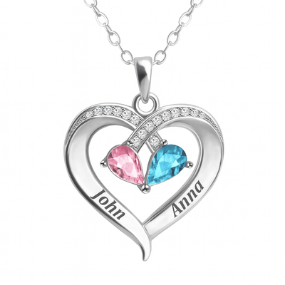 Silver Always Yours Birthstone Heart Necklace
